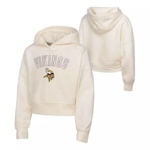 Minnesota Vikings Cropped Cream Hoodie Girl Juniors‎ Large NFL Team Apparel NEW